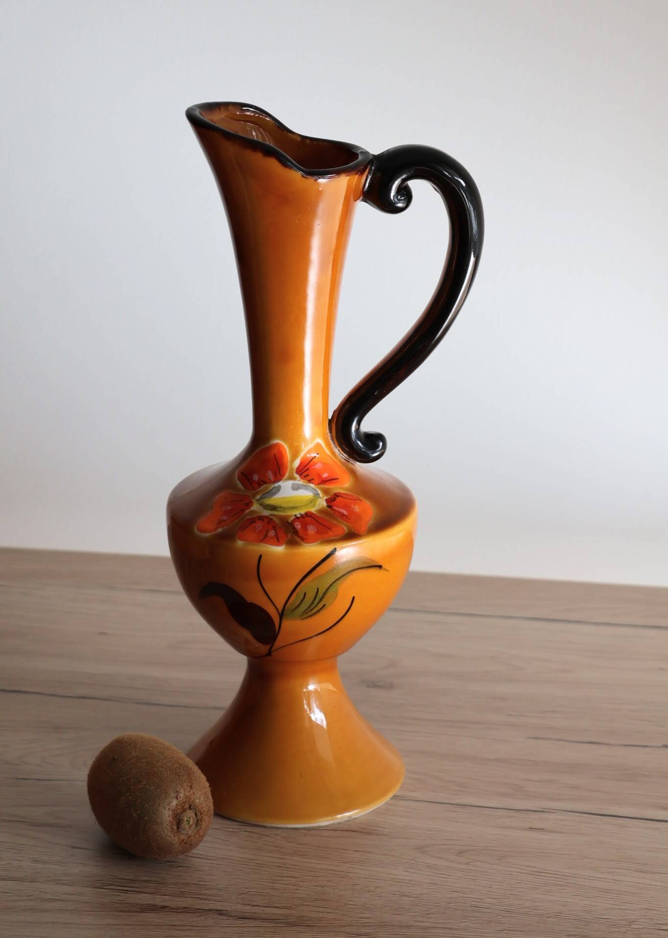Poët-Laval flower vase, "Isabelle" model, in orange ceramic