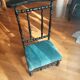 Antique prie-dieu chair in twisted black wood and blue velvet seat