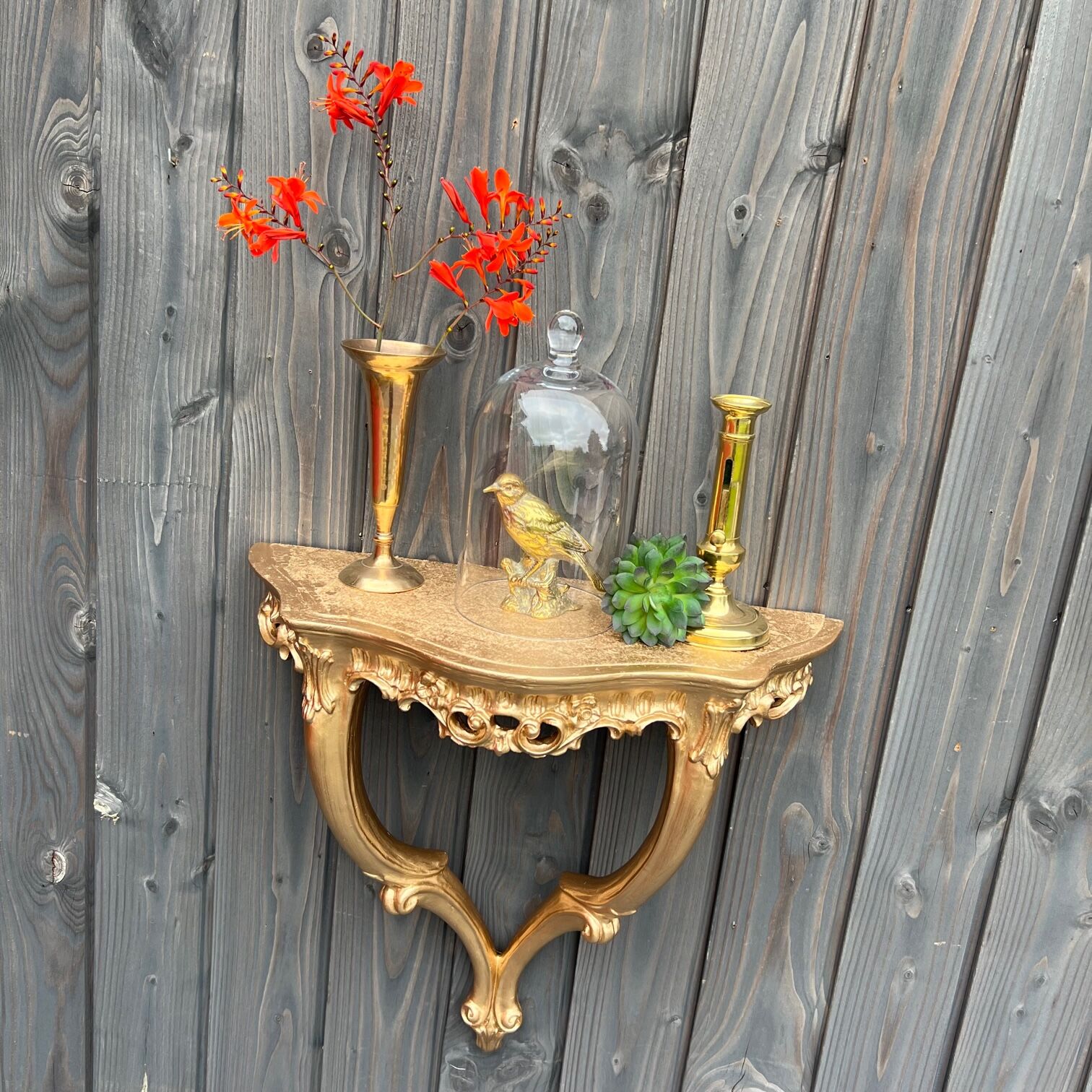 Golden wall console, baroque style