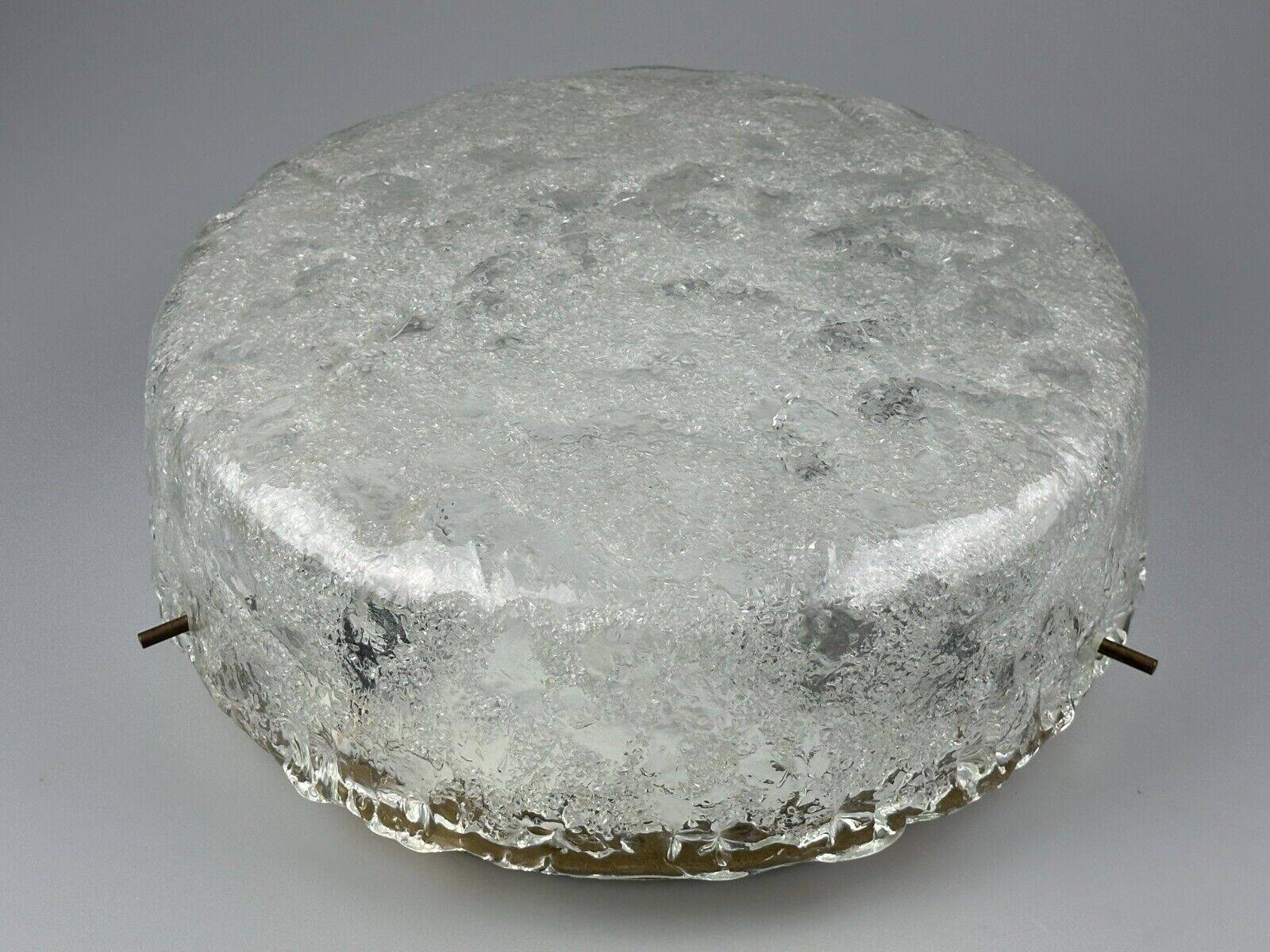 60s 70s ceiling lamp Plafoniere Flush Mount Ice Glass Hillebrand Germany