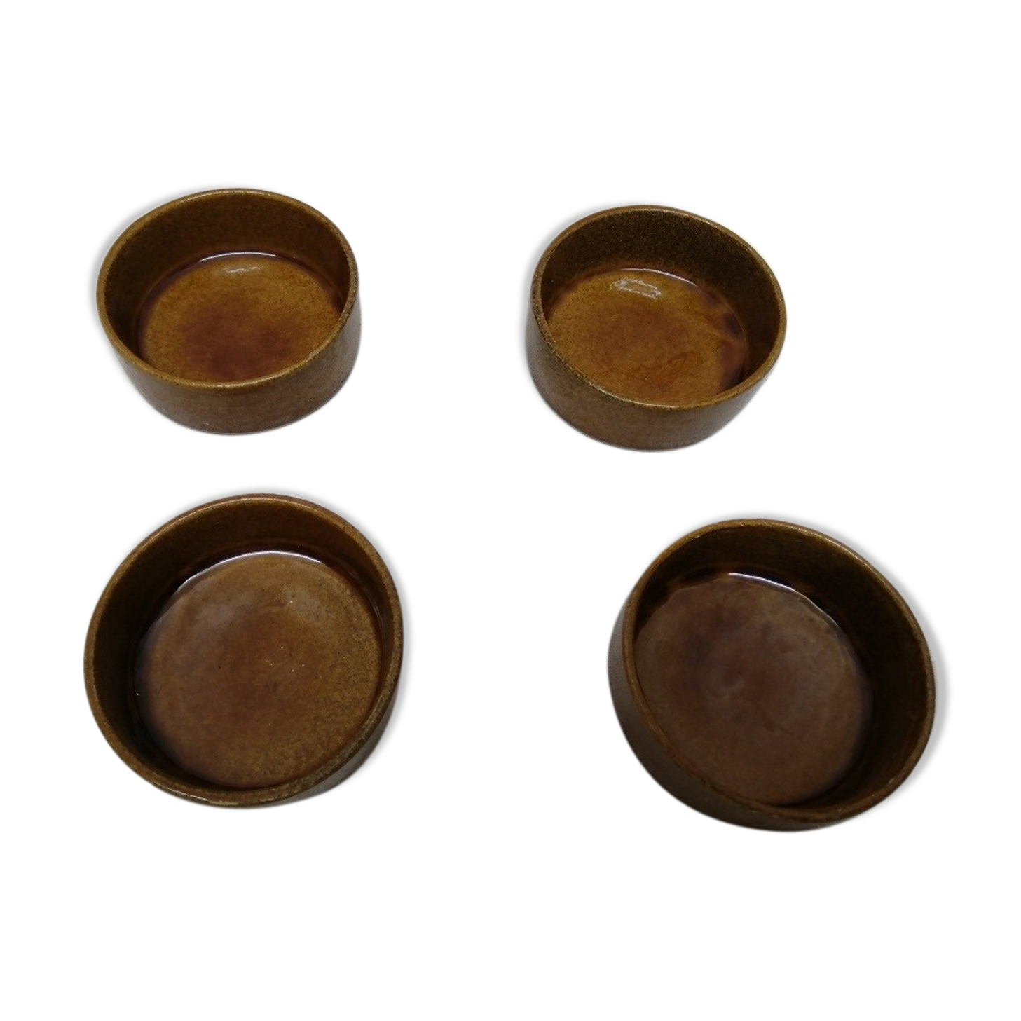 old enamelled sandstone ramekin lot of 4