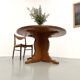 Brutalist round table in solid oak, 1960s.