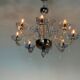Venetian chandelier in two-tone grey/blue Murano glass with gilding, circa 1990.
