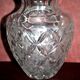 Bohemian crystal baluster vase - richly carved decoration engraved with clover