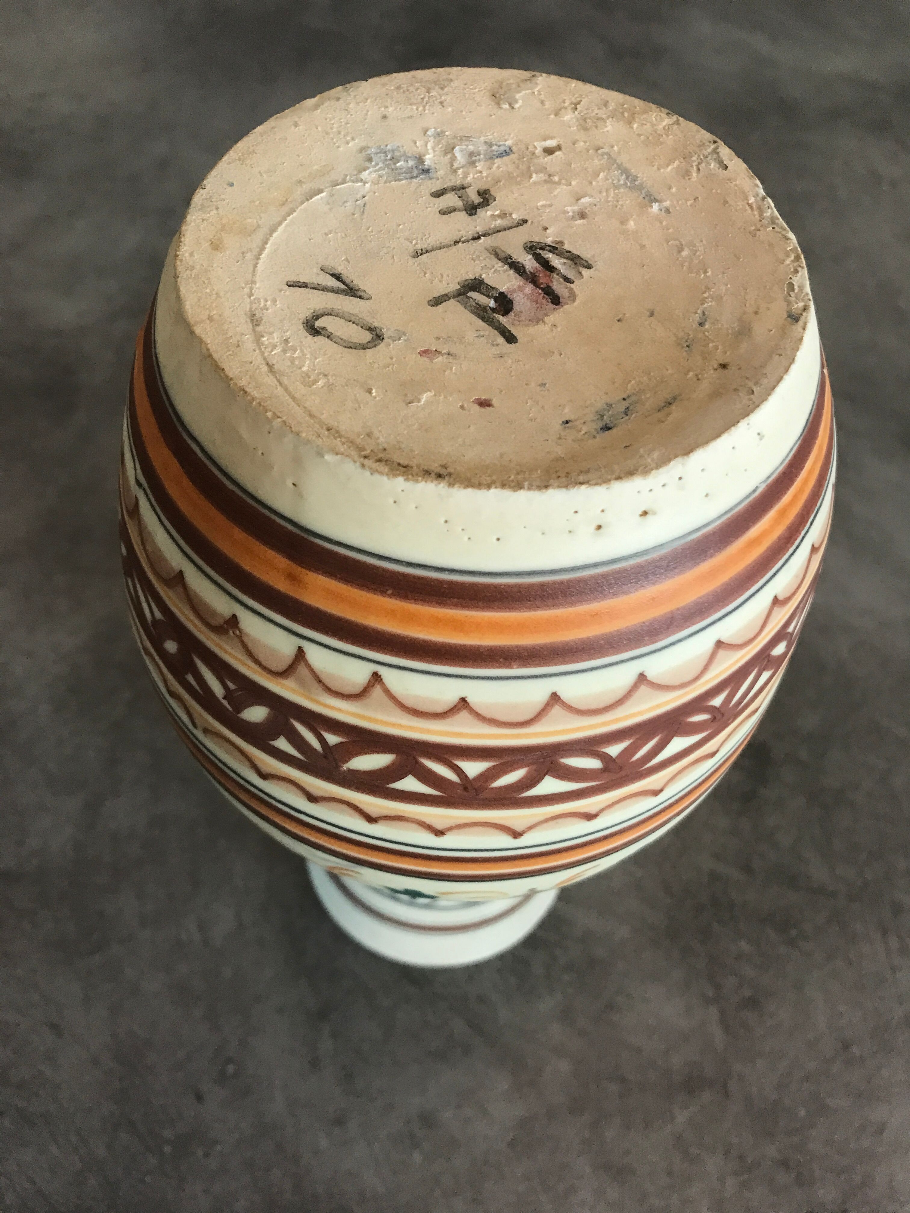 Vase pottery decorative porcelain stoneware decoration of painting polychrome hand 24 cm