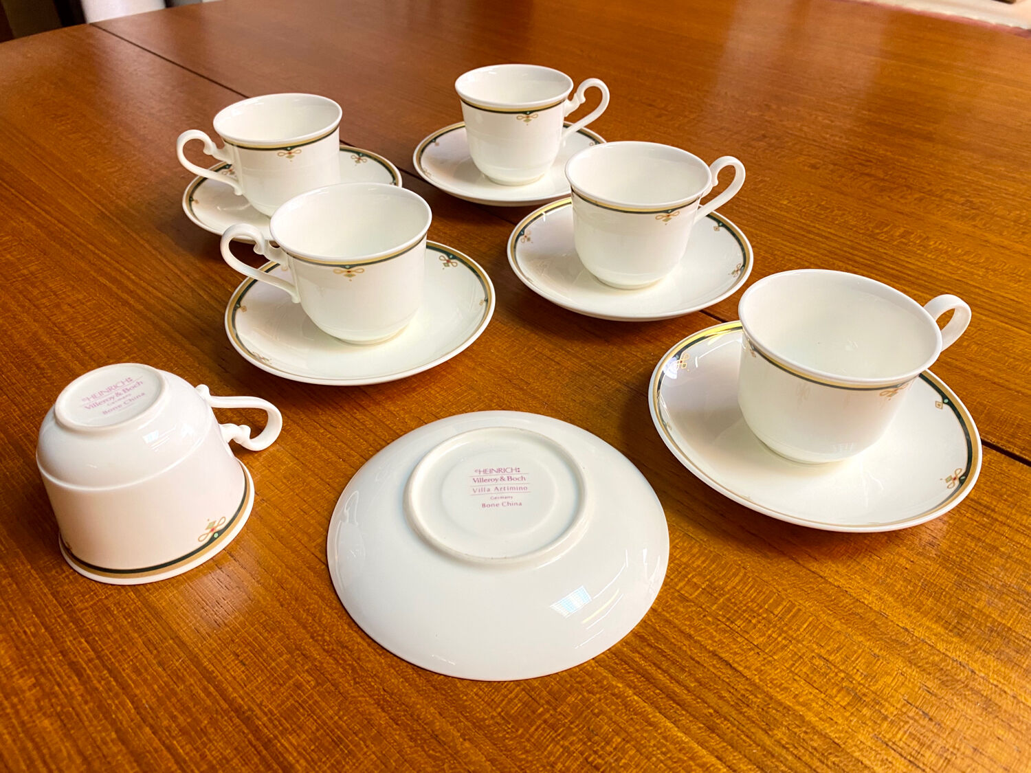 Villeroy & Boch 1960 porcelain coffee set of 6 cups and saucers
