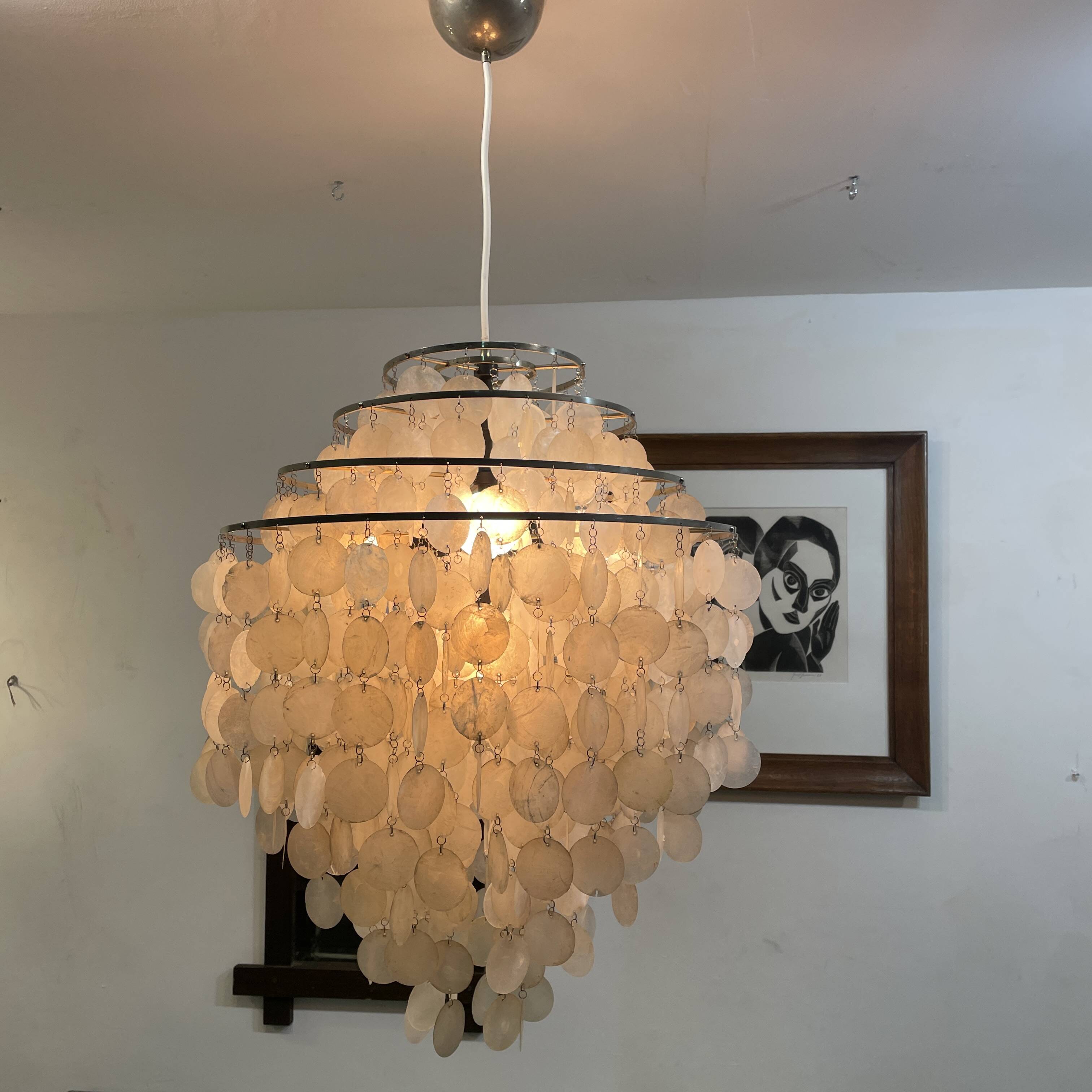 Grand lustre en nacre style Verner Panton années 60