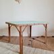 Table basse rotin plateau bleu