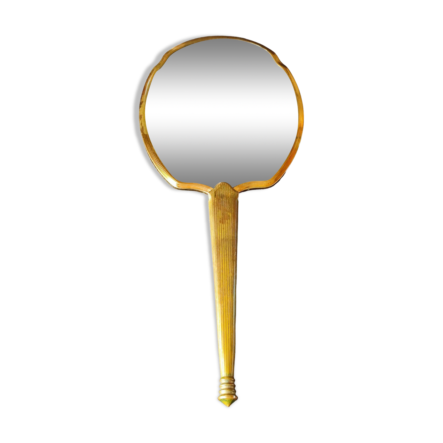 Miroir a main biseauté de taille moyenne art deco