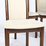 4 wooden and fabric chairs, 80s