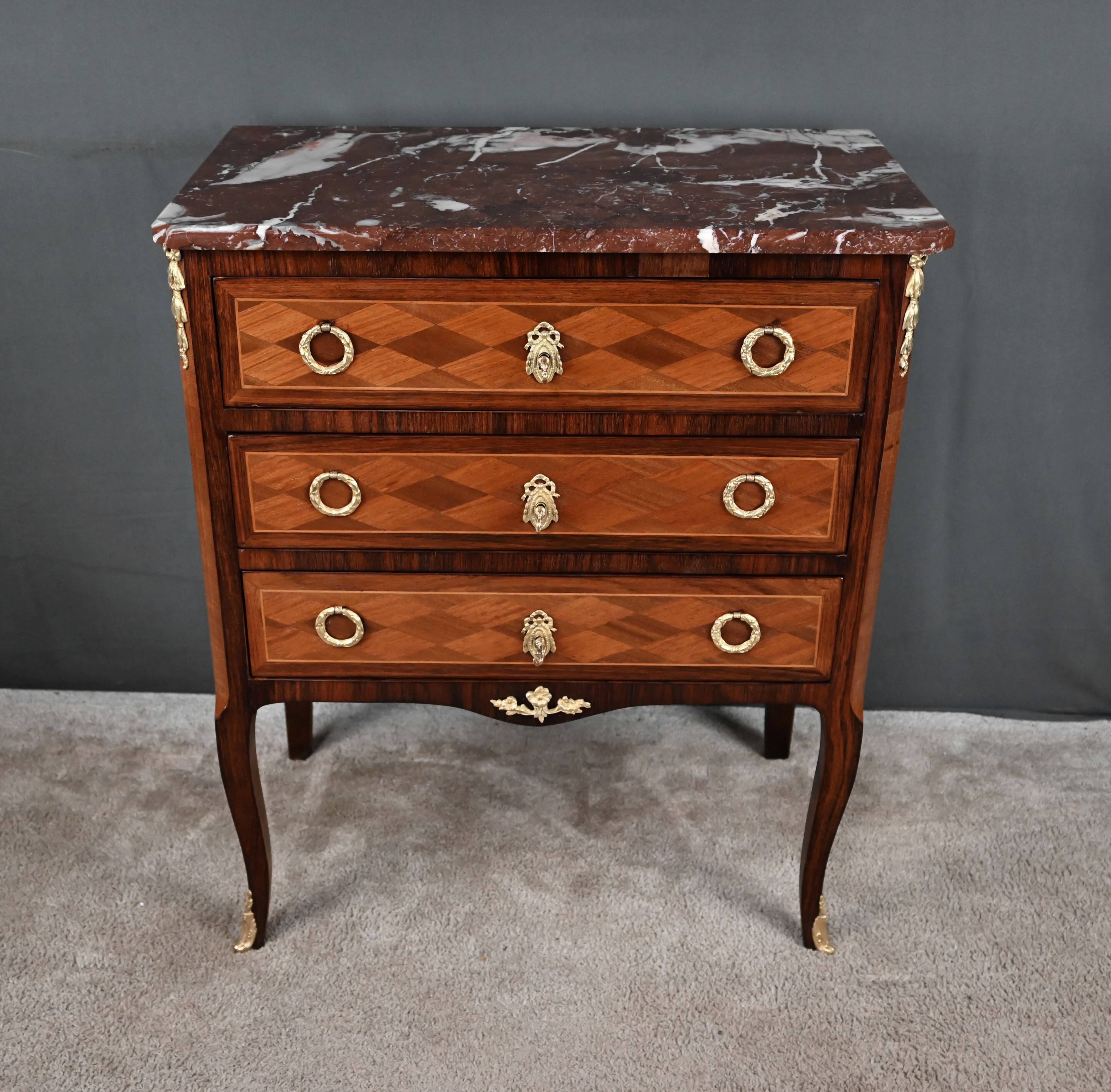 Marquetry Commode, Transitional Style Louis XV Louis XVI – Mid 20th Century
