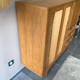 Furniture with wooden secretary and rattan