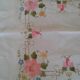 Nappe fleurs roses brodée main