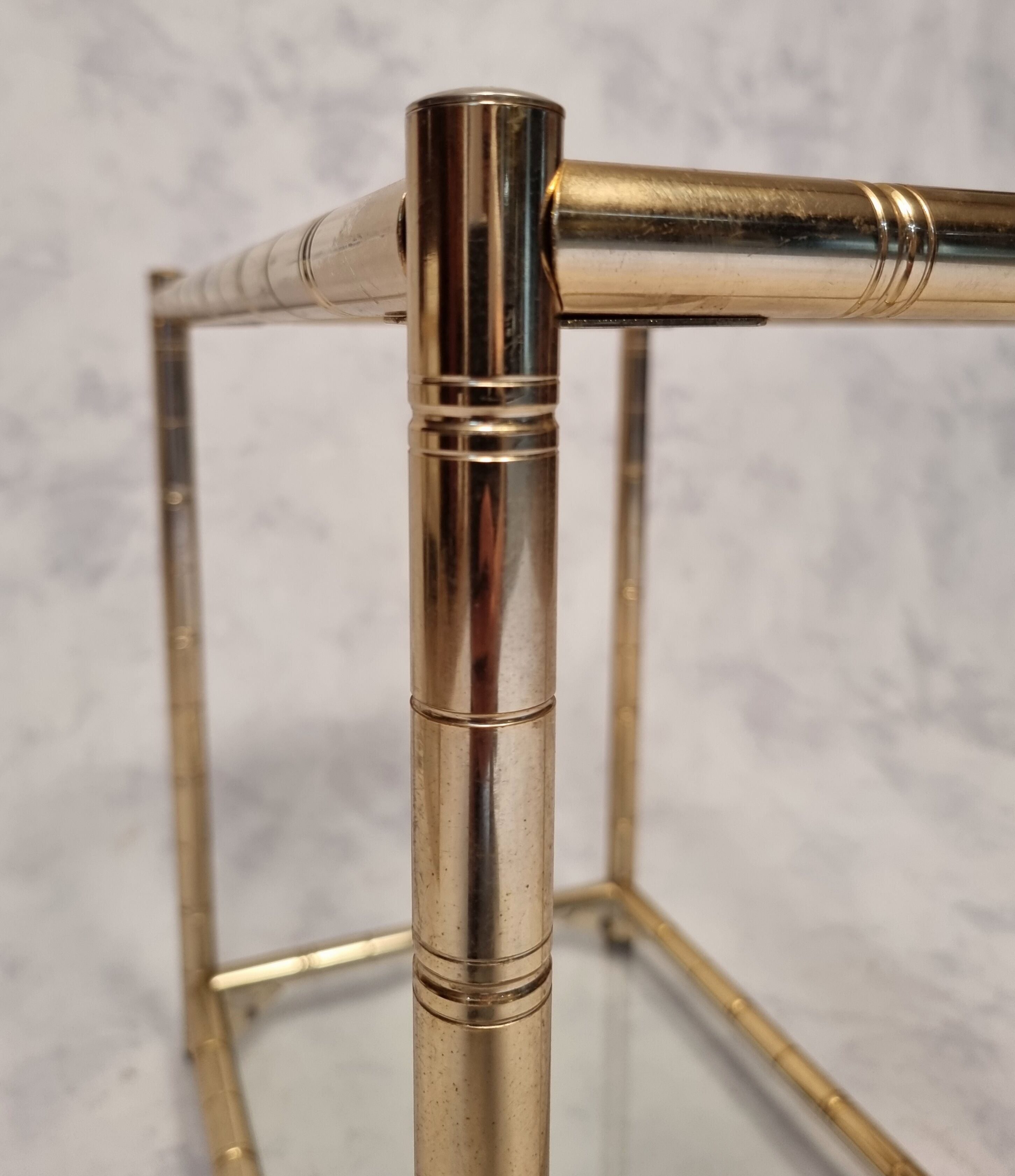 Pair of bamboo sofa ends - golden brass - ca 1980