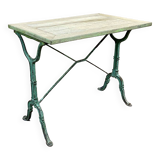 Bistro table from the beginning of the 20th century, oak top and cast iron base