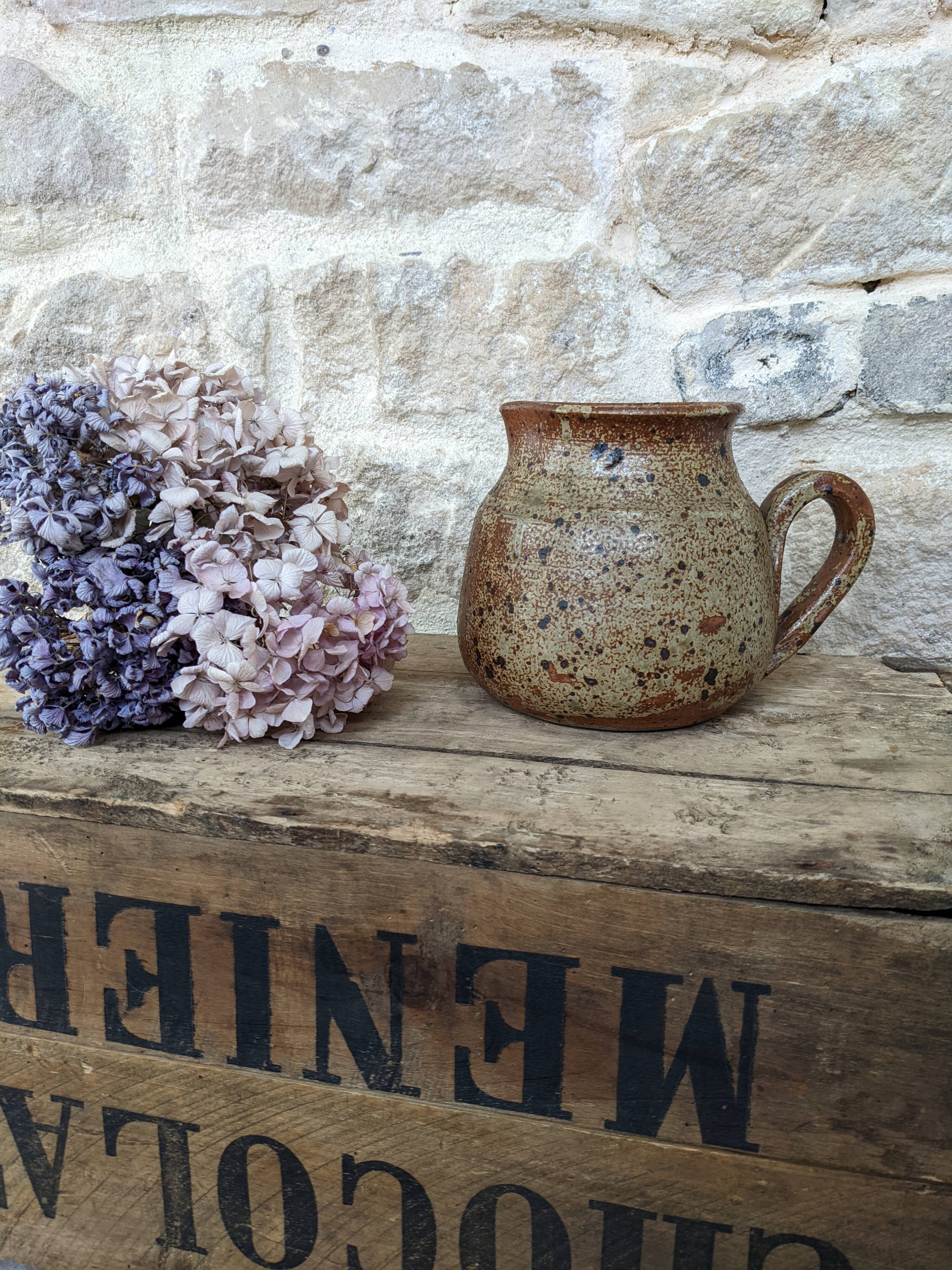 Pitcher jug carafe vase stoneware pyrite vintage Baudat pottery