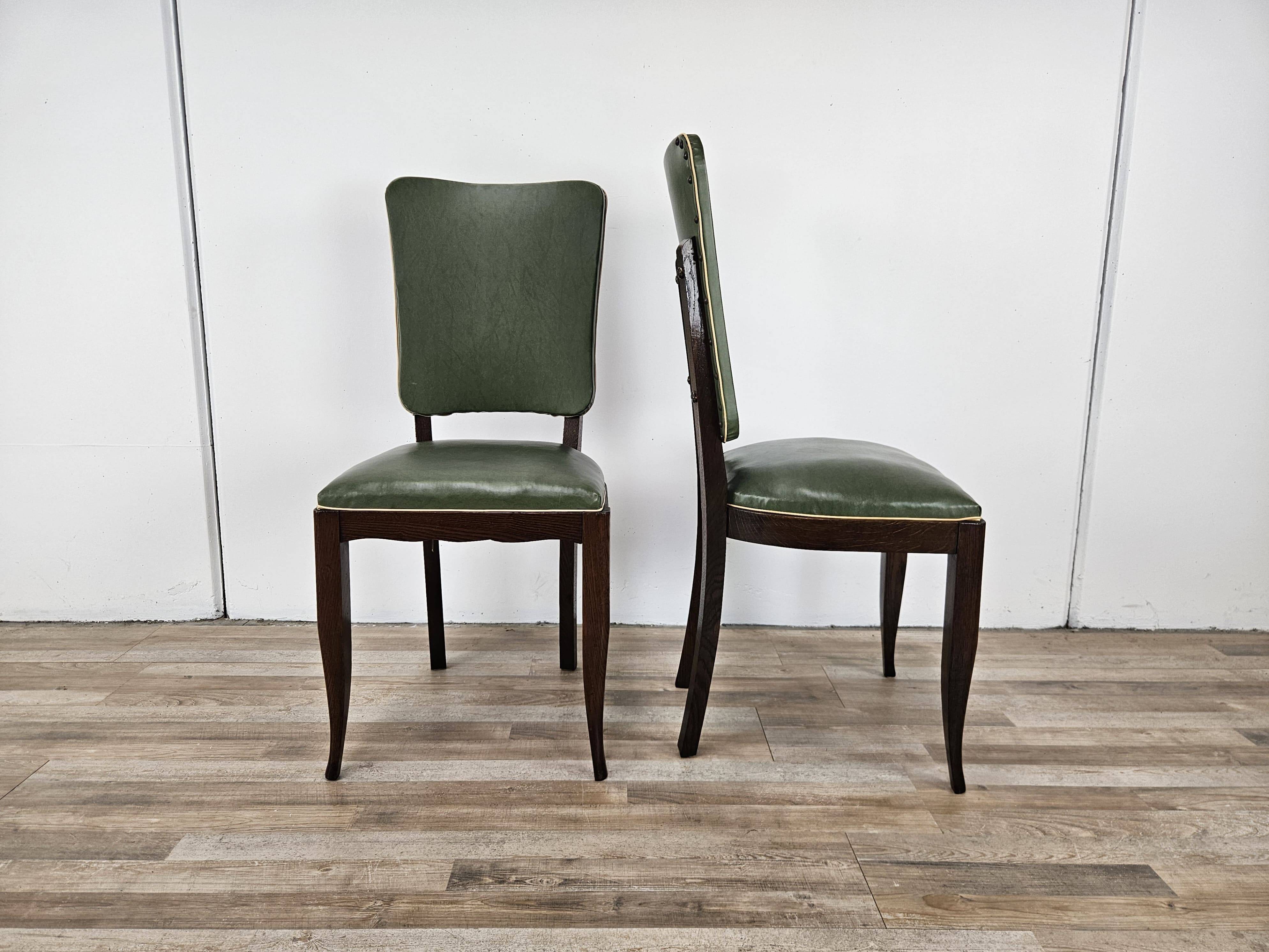 Set of 8 Art Decò oak dining chairs, 1950