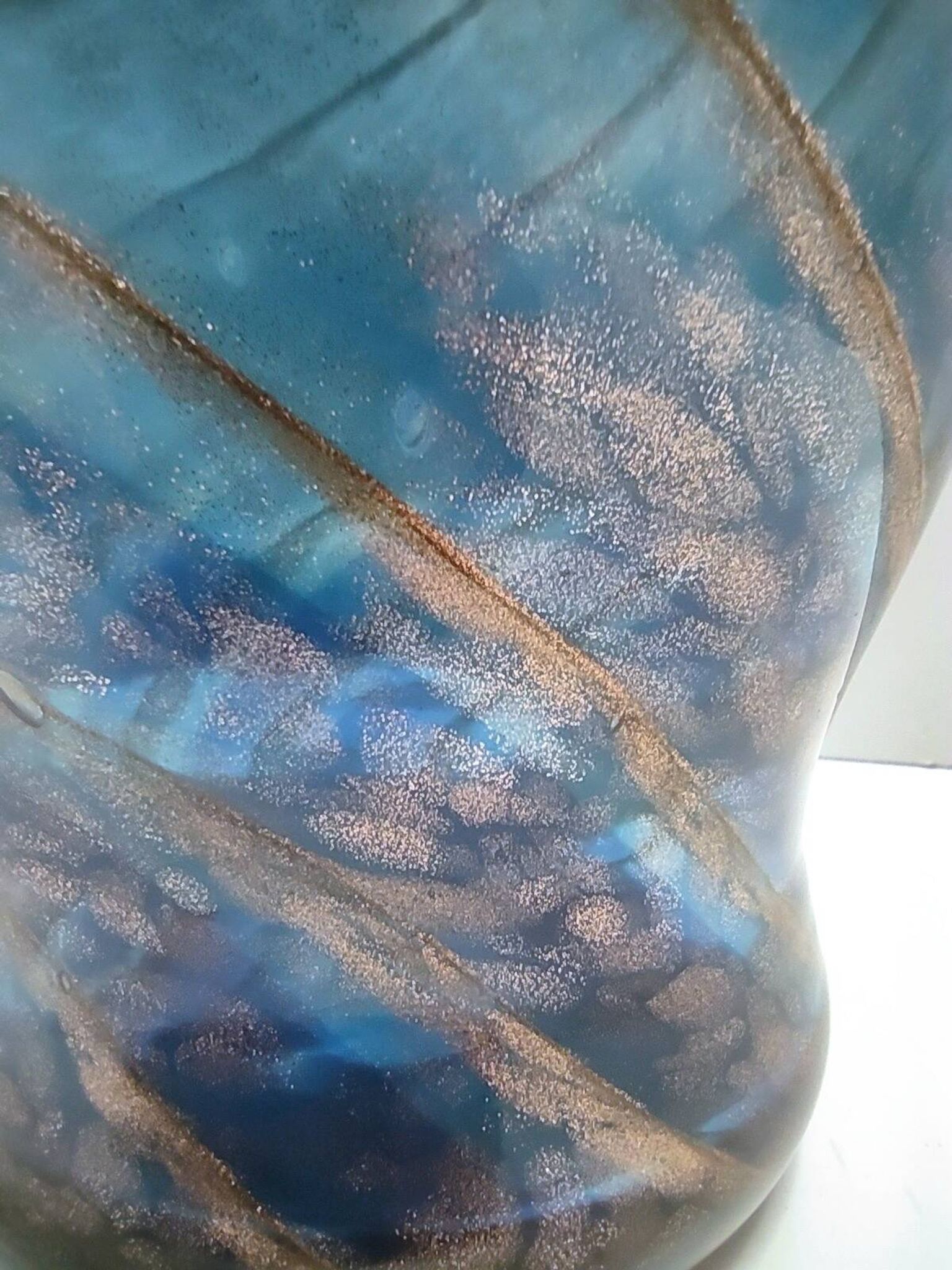 Blue Murano Glass Vase by Fratelli Toso with Bronze Aventurine