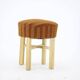 1960s Czechoslovakian Mid-Century Round Tabouret Stool in Striped Fabric