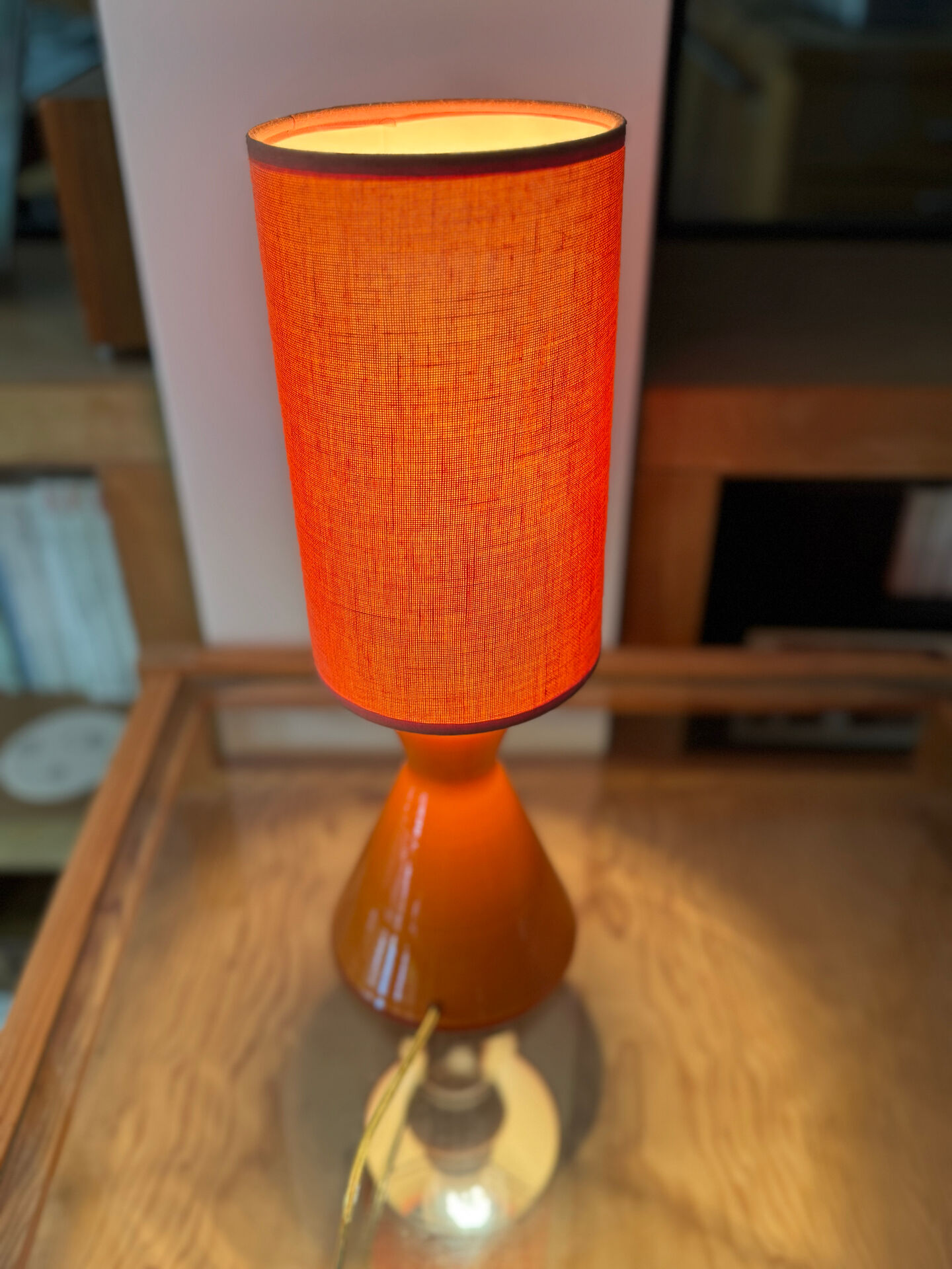Lampe opaline diabolo orange