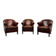 Classic English Sheepskin Leather Armchairs