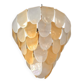Contemporary Modern Sanded Amber "Petals" Glass Chandelier