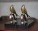Vintage bookends, brass bird on black marble base, brass animals