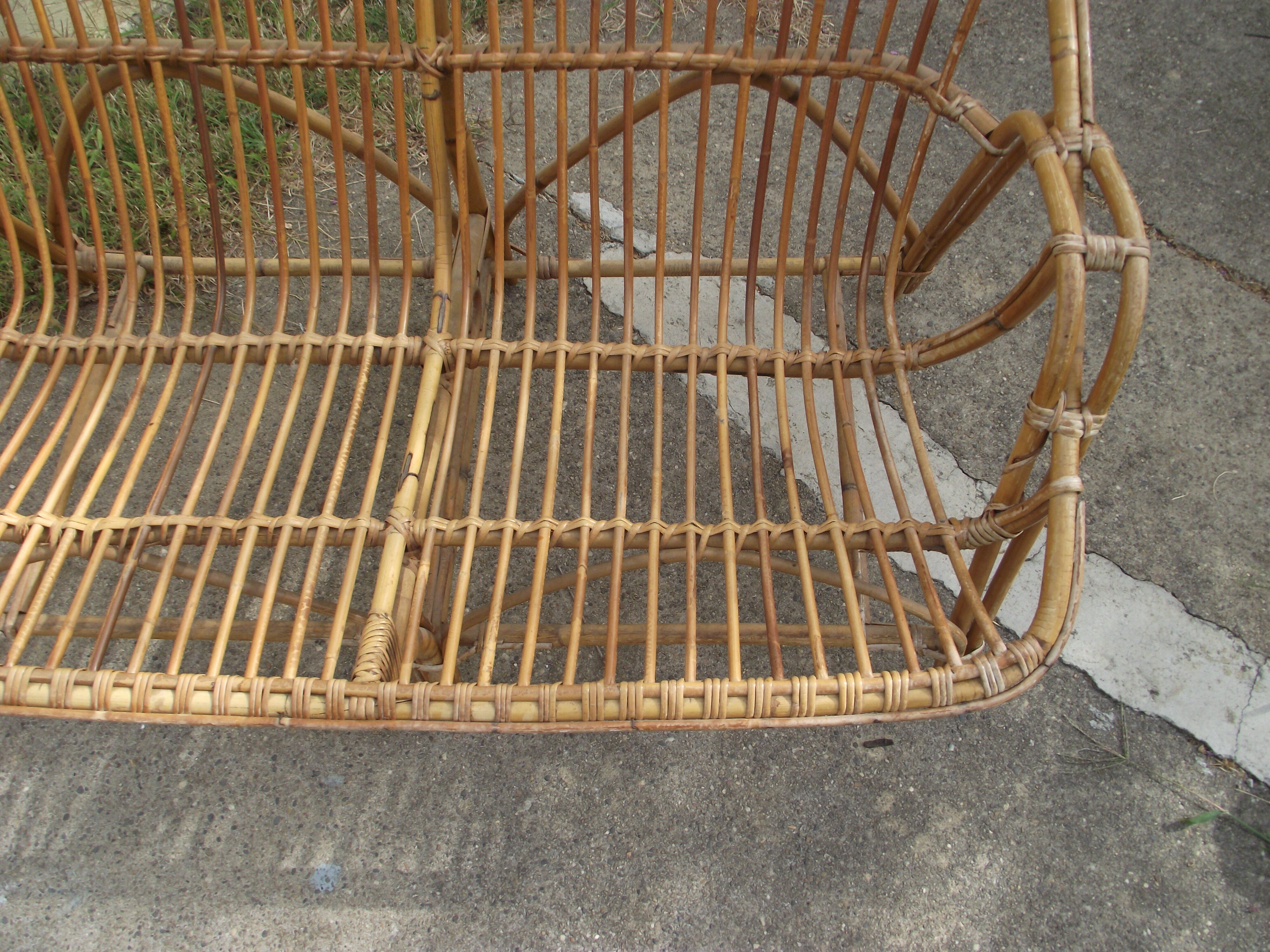 Rattan bench from the 1960s