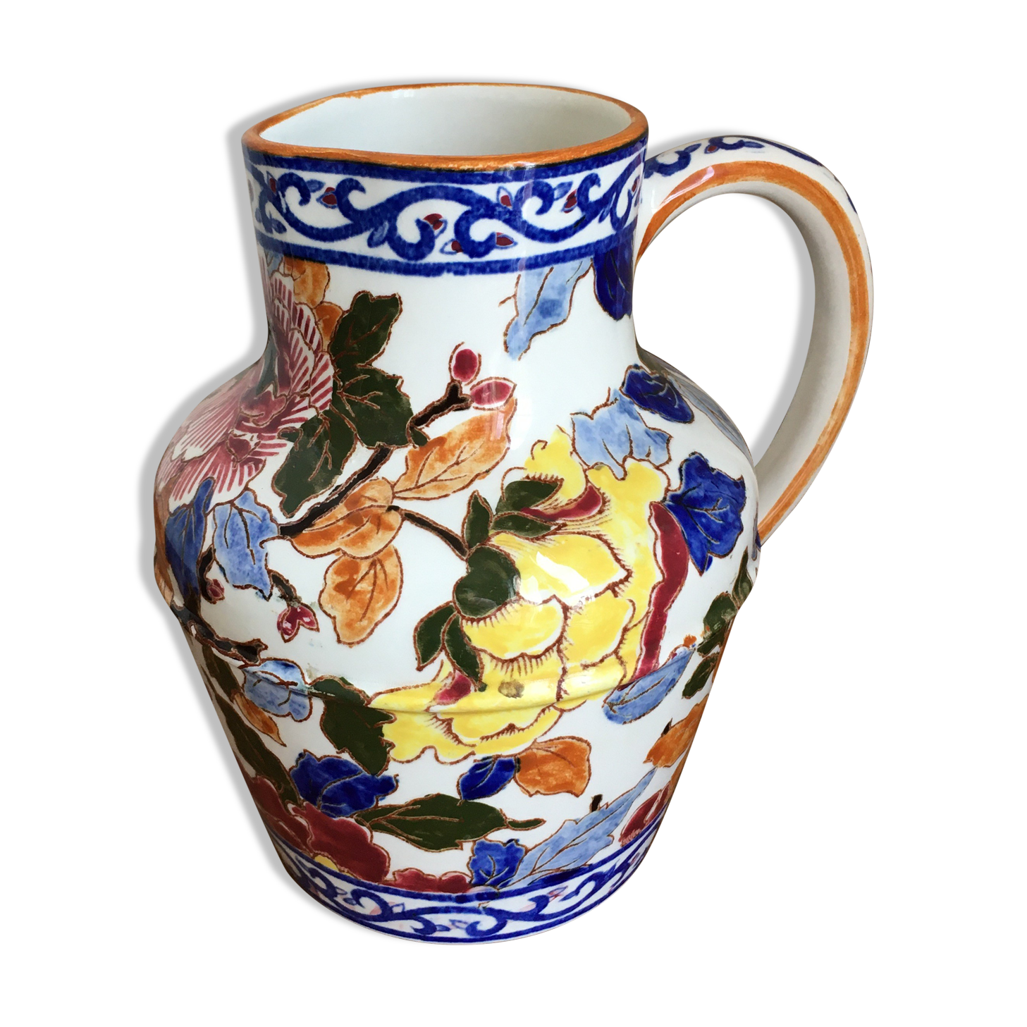 Pitcher Gien peonies H 16 cm