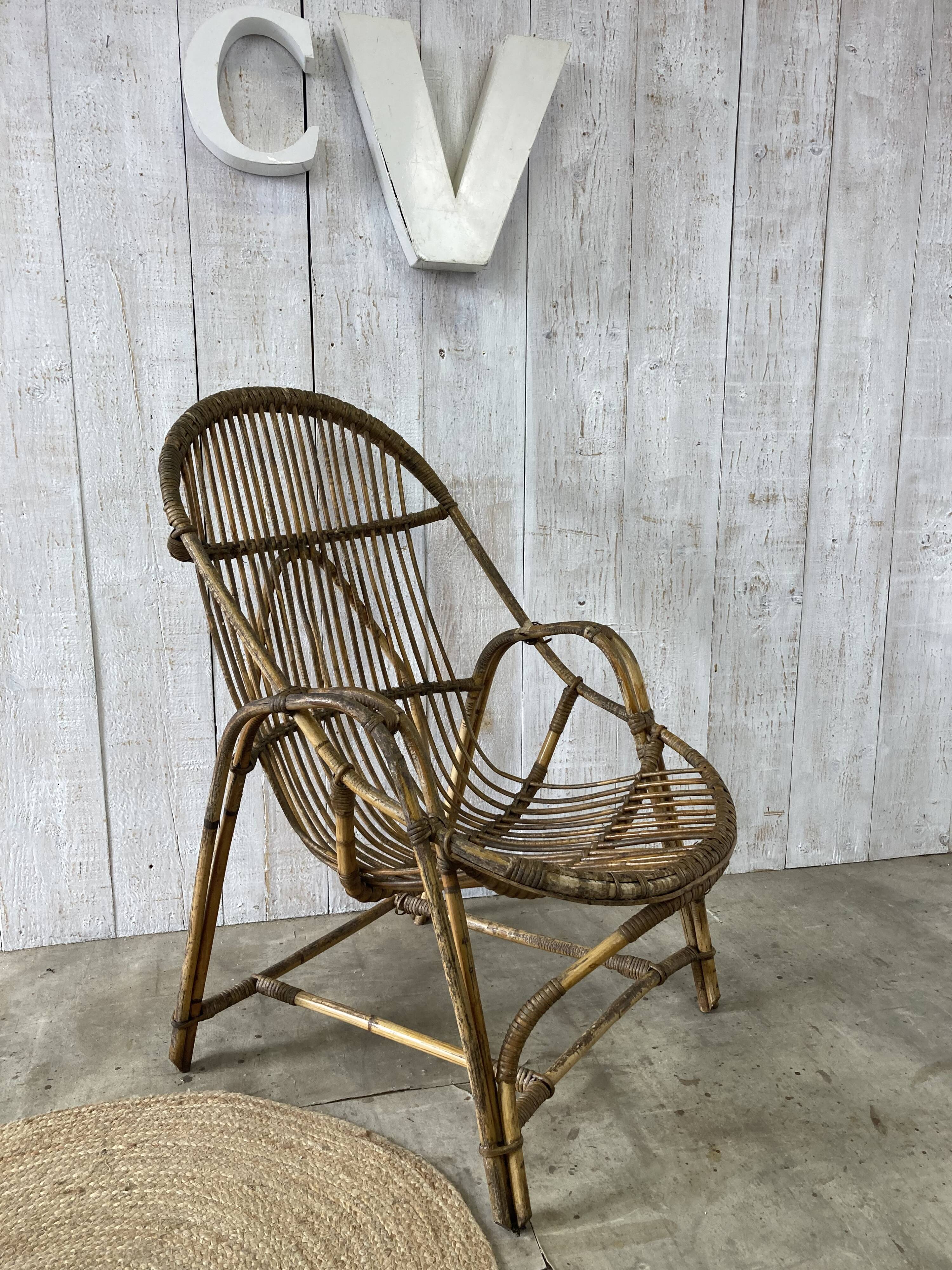 Vintage rattan armchair