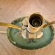 Metal bouillotte lamp, Empire style, green metal shade.