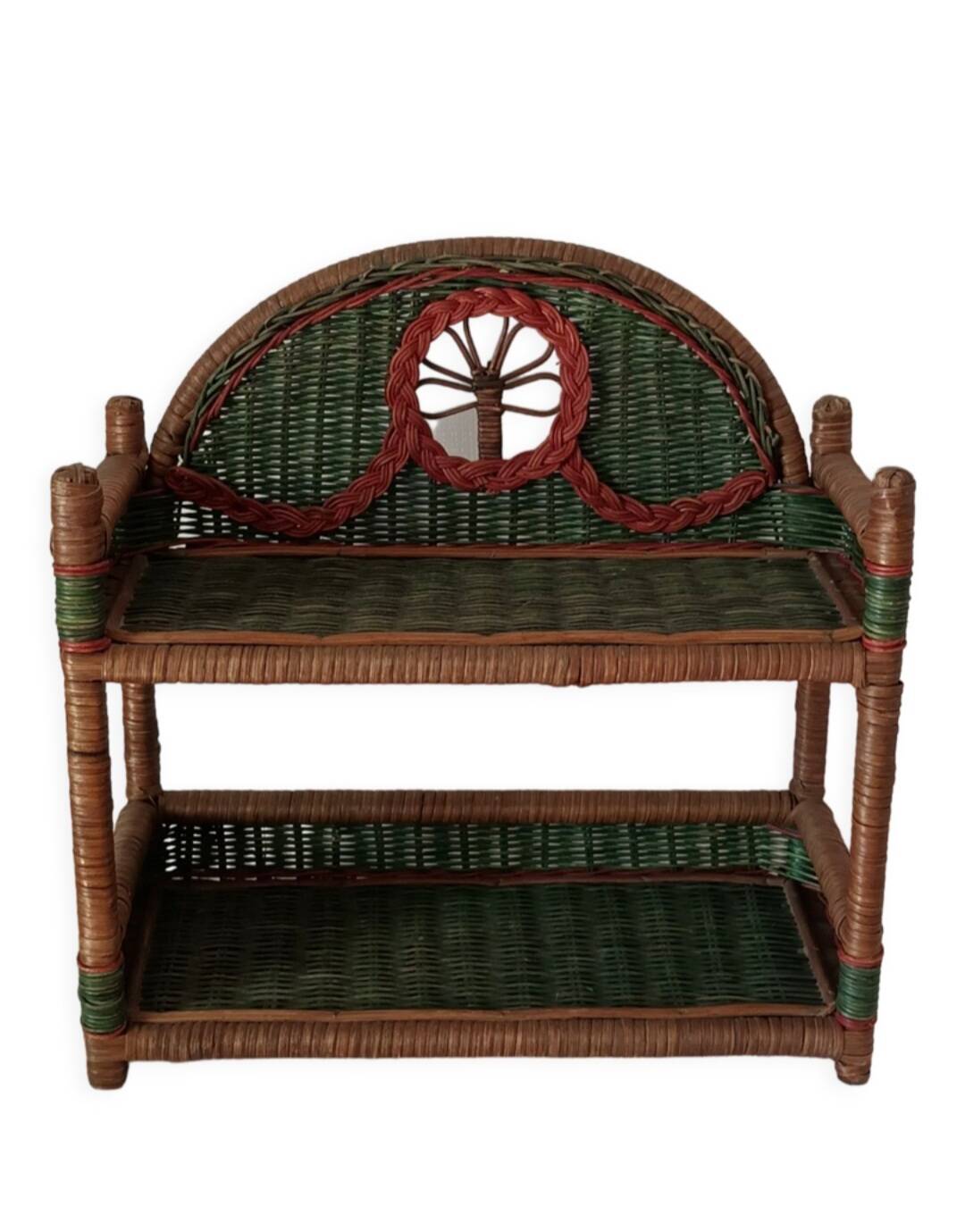 Vintage wicker wall shelf