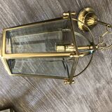 Paire de lampes lanternes laiton et verre
