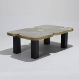Table basse en zinc et laiton, 1990s