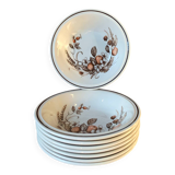 8 English deep plates Royal Tudor Crown Harvest