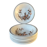 8 English deep plates Royal Tudor Crown Harvest