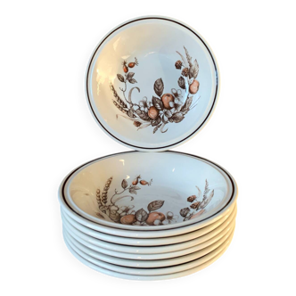 8 English deep plates Royal Tudor Crown Harvest