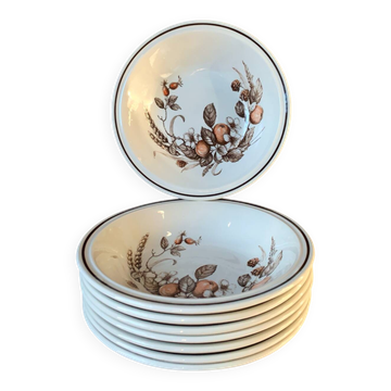 8 English deep plates Royal Tudor Crown Harvest