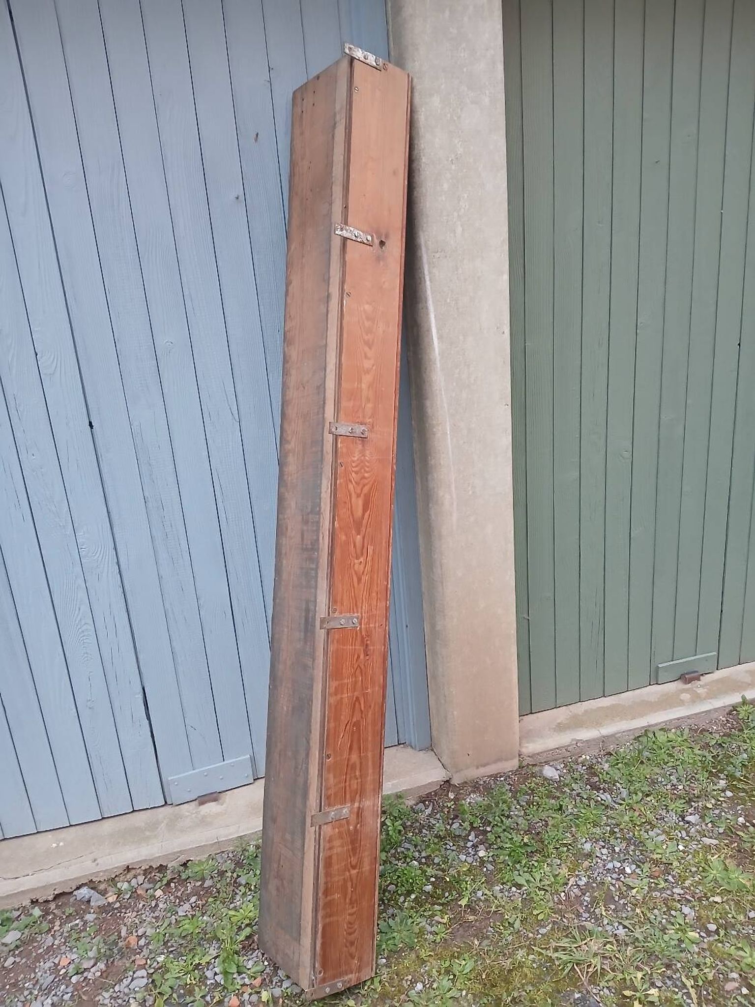 Very large antique wooden shelf/pot rack