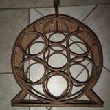 Vintage bottle holder in rattan and cane
