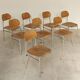 Set of 8 metal and wood school chairs  
Former Czechoslovakia 1960