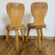 Pair of brutalist tripod chairs