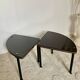 Pair of vintage 1960s side tables – wood veneer & brass, metal legs