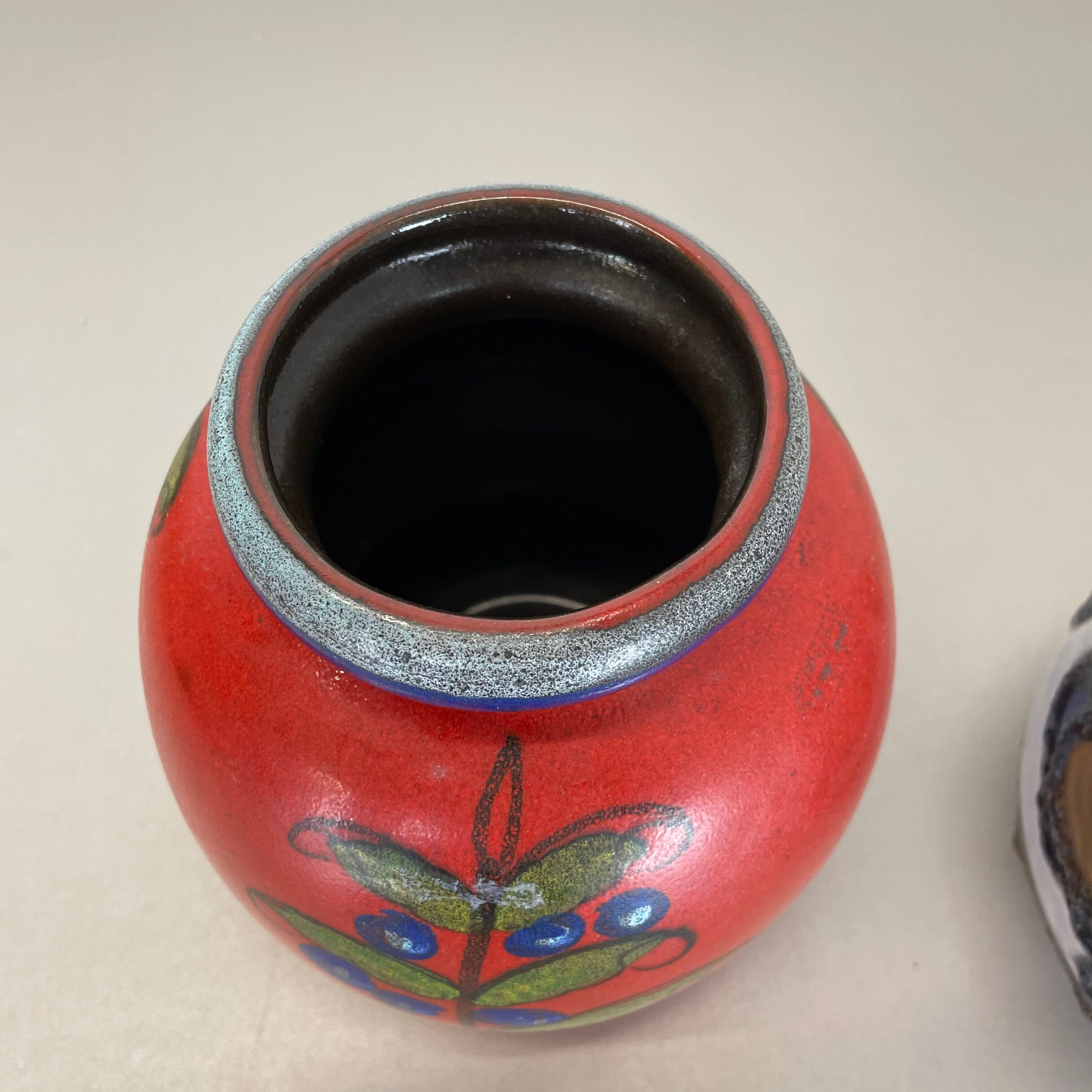 Set of Two Pottery Fat Lava Vases "Multi-Color" by Scheurich, Germany, 1970s