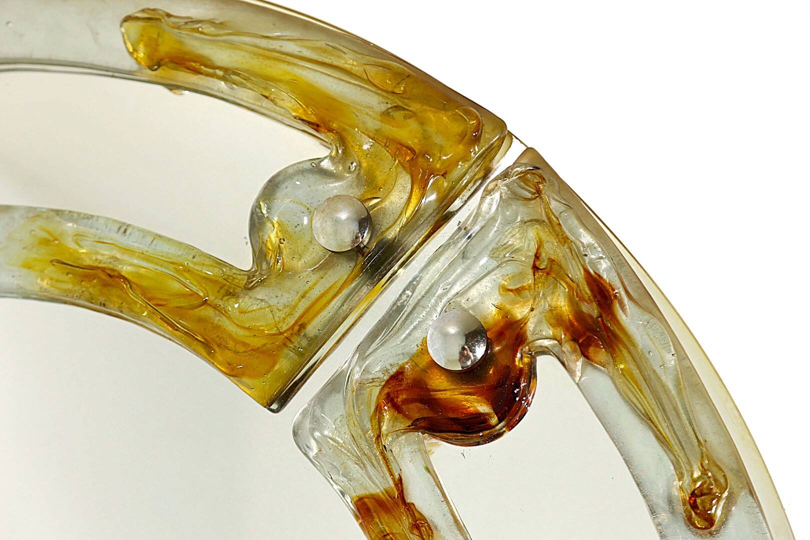 Miroir italien rond en verre de Murano du milieu du siècle par Mazzega, années 1960