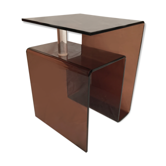 Bedside table and plexiglass magazine rack by Michel Dumas for Roche Bobois vintage 1970