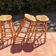 Set of 3 high “modernist” straw stools vintage 1950s