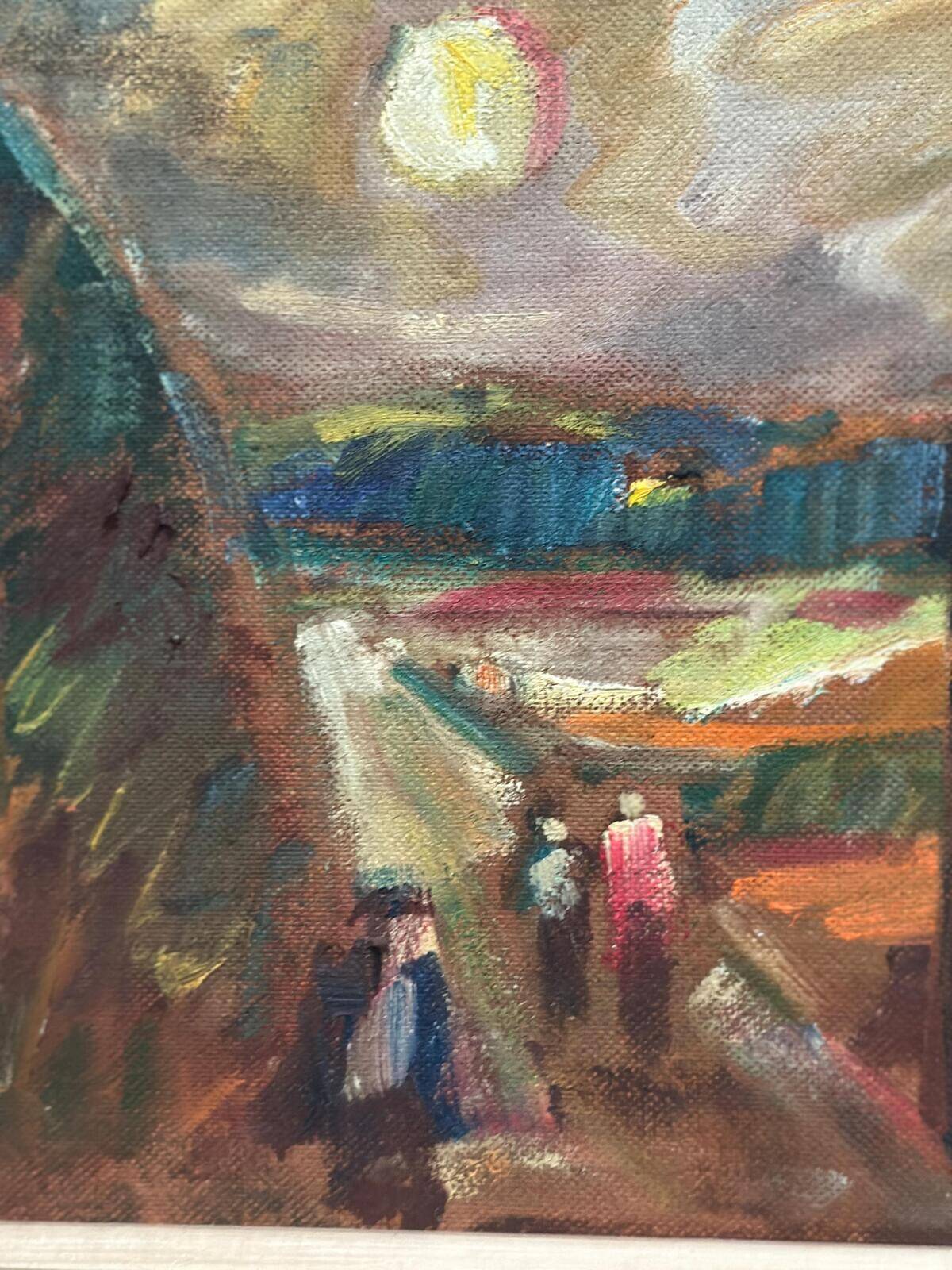 Original Swedish Oil on Panel – “Landscape with Figures” by Lars Niklasson
