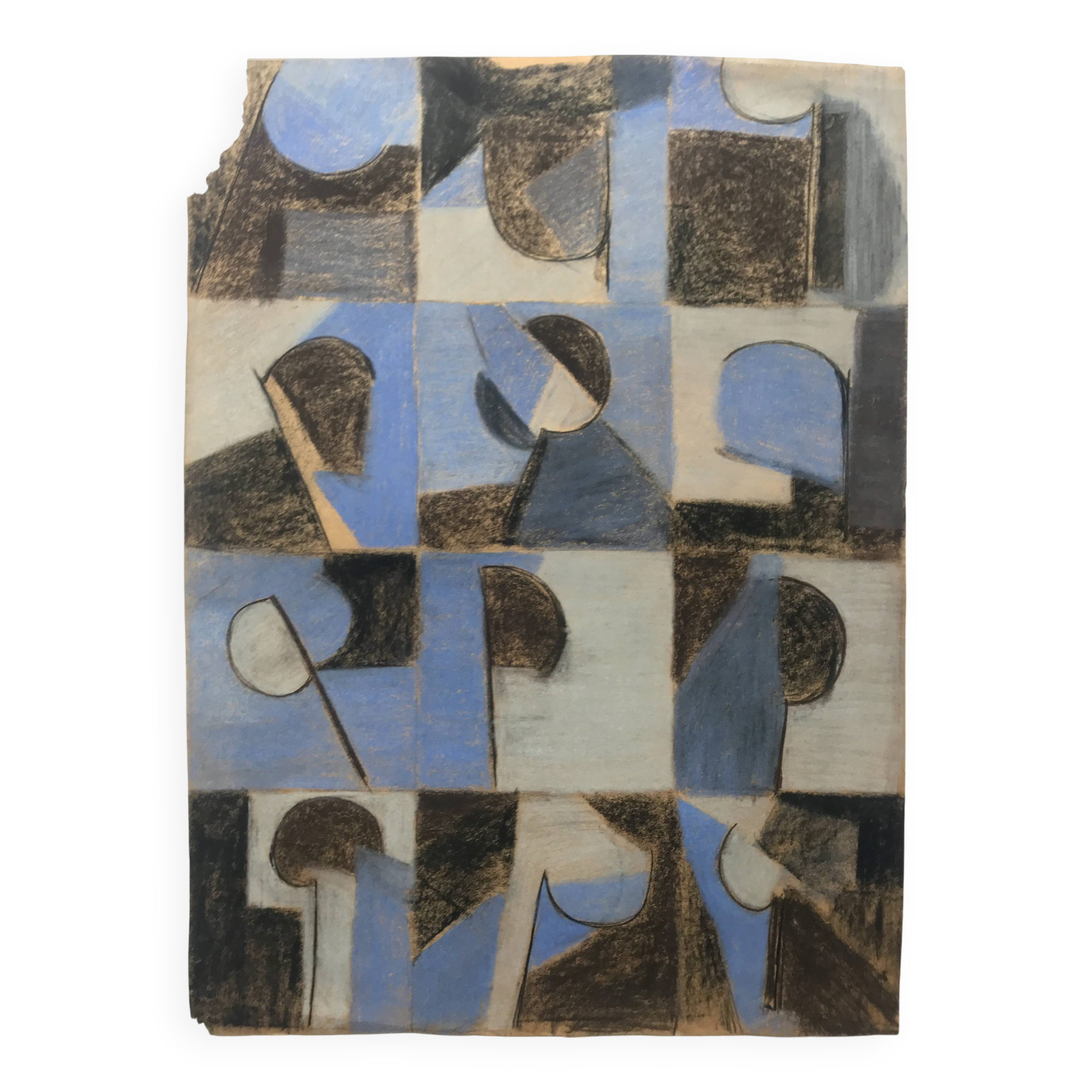 Heide lindecke, untitled, circa 1960-70. mixed media in colors on p