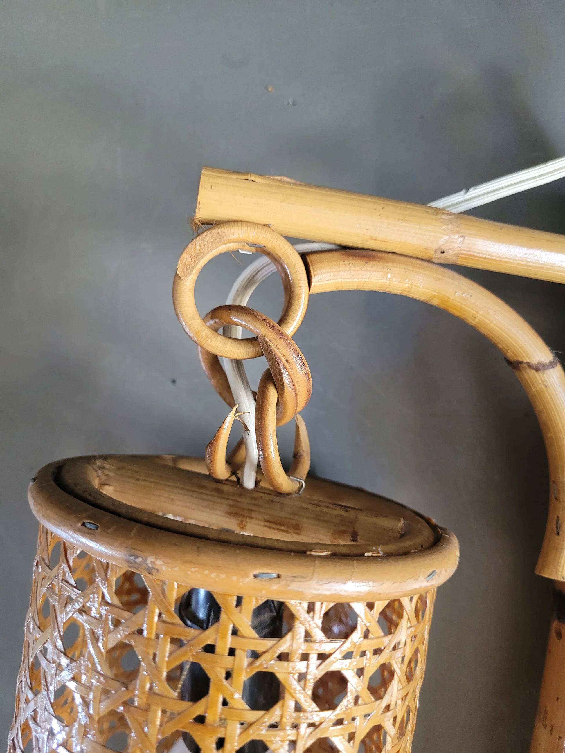 Vintage bamboo and cane wall light